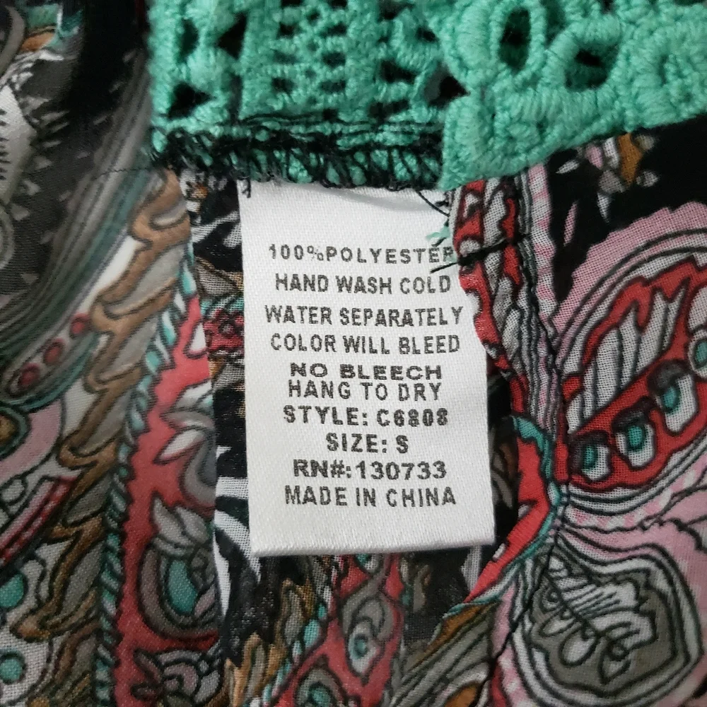 Altar'd State Boho Tunic Lace Green Black Small - Picture 7 of 7